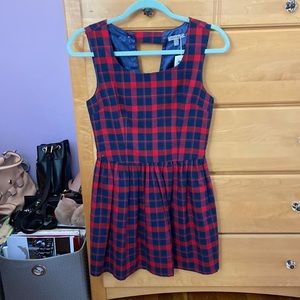 Blue and red plaid dress